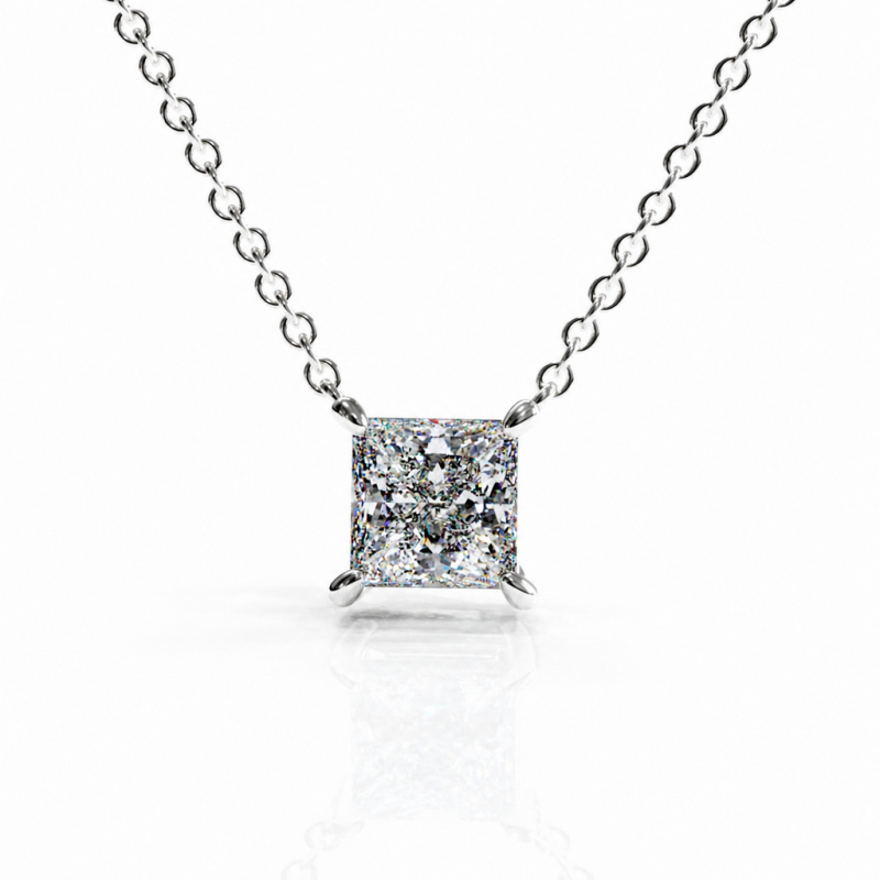 Princess Cut Moissanite Solitaire Pendant - Image 3