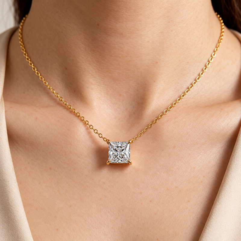 Princess Cut Moissanite Solitaire Pendant - Image 5