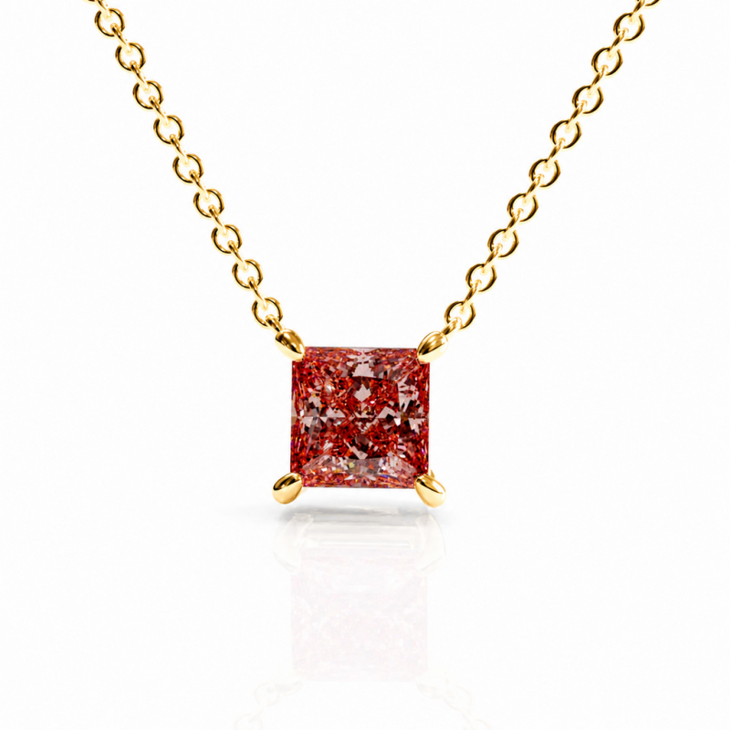 Princess Cut Lab Grown Morganite Solitaire Pendant - Image 1