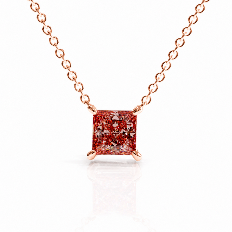 Princess Cut Lab Grown Morganite Solitaire Pendant - Image 2