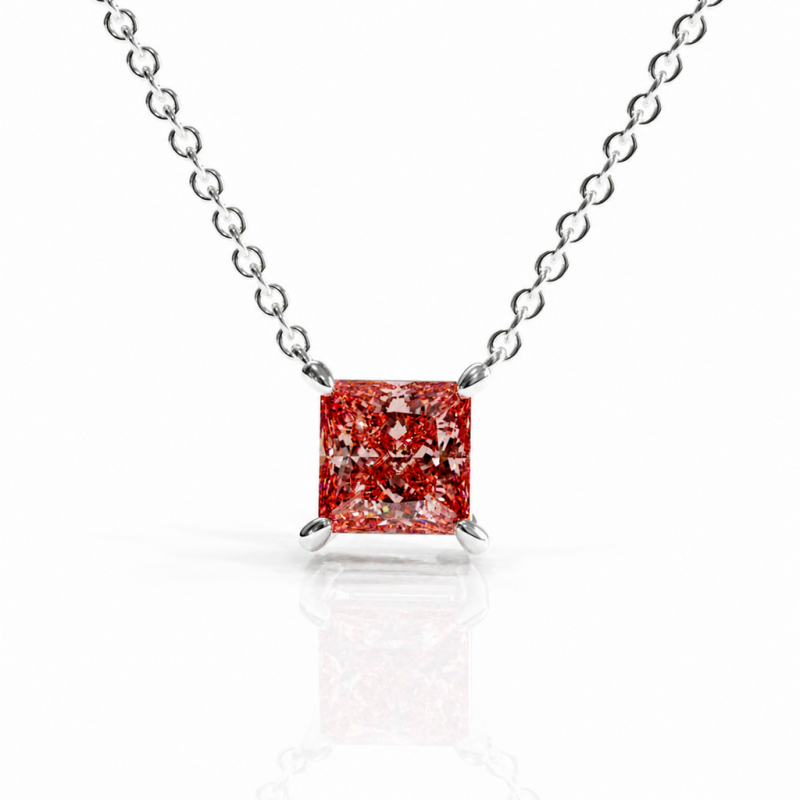 Princess Cut Lab Grown Morganite Solitaire Pendant - Image 3