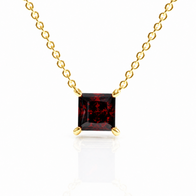 Princess Cut Lab Grown Ruby Solitaire Pendant
