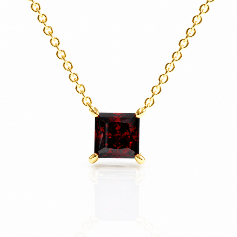 Princess Cut Lab Grown Ruby Solitaire Pendant - Image 1