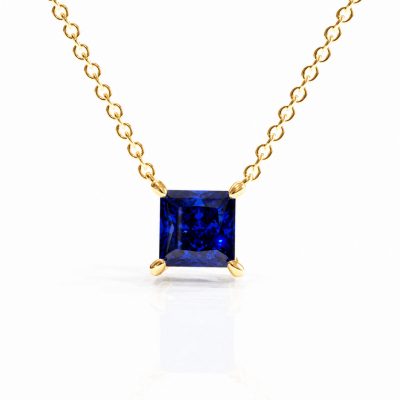 Princess Cut Lab Grown Sapphire Solitaire Pendant