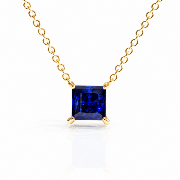 Princess Cut Lab Grown Sapphire Solitaire Pendant