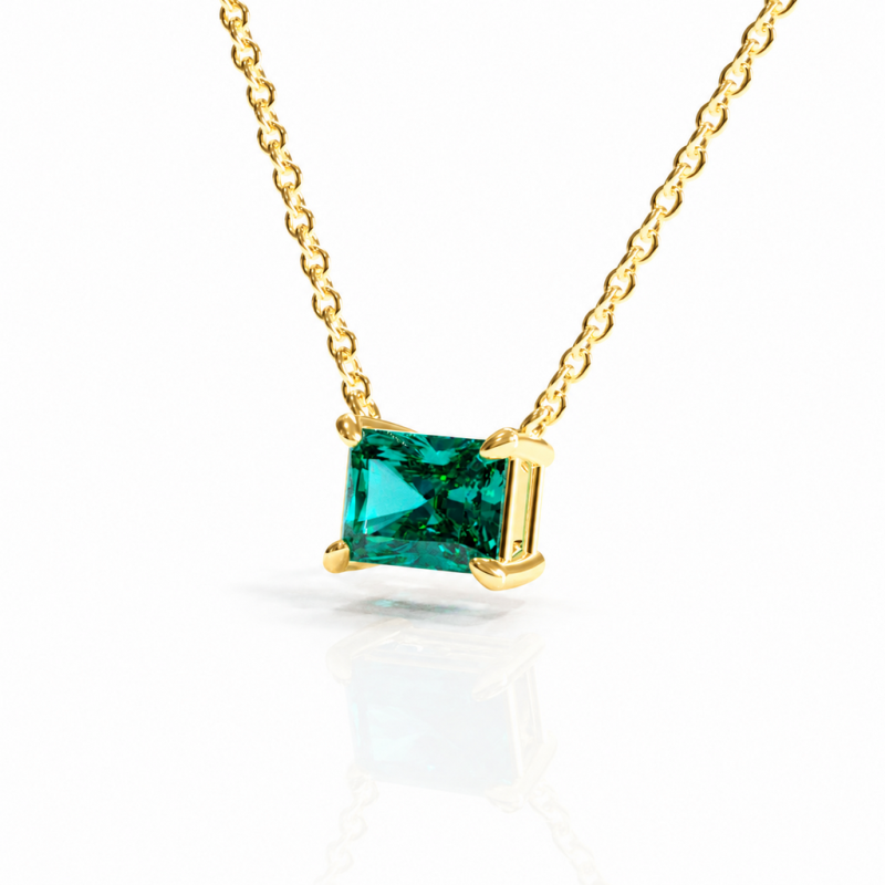 Radiant Cut Lab Grown Emerald Solitaire Pendant - Image 4