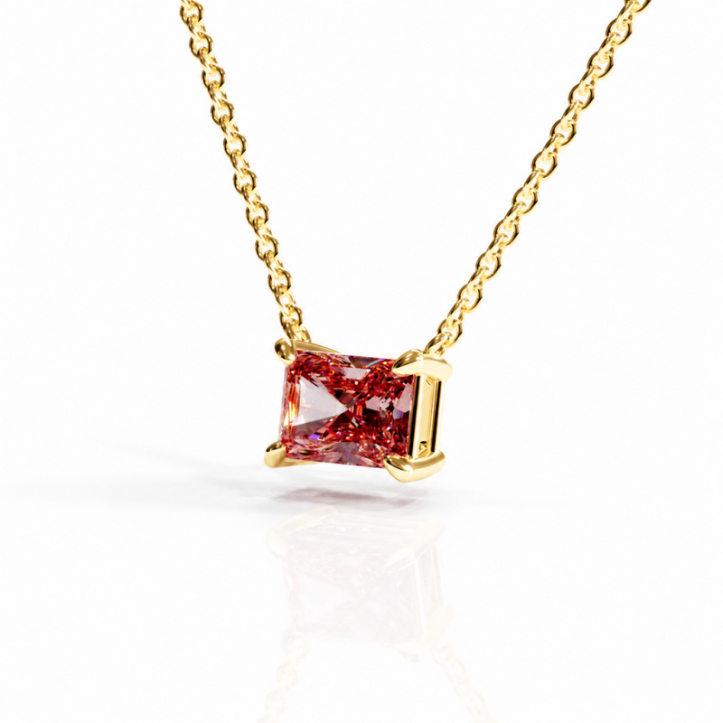 Radiant Cut Lab Grown Morganite Solitaire Pendant - Image 4