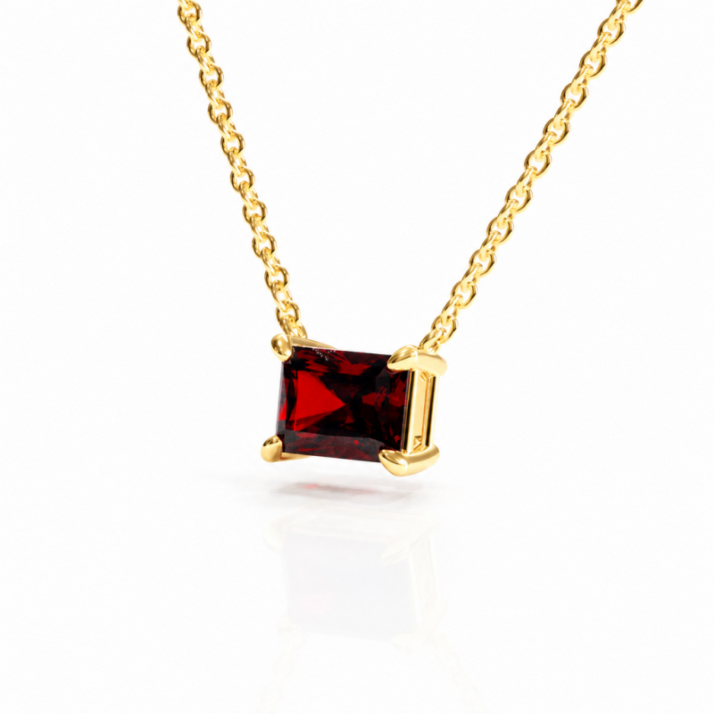 Radiant Cut Lab Grown Ruby Solitaire Pendant - Image 4