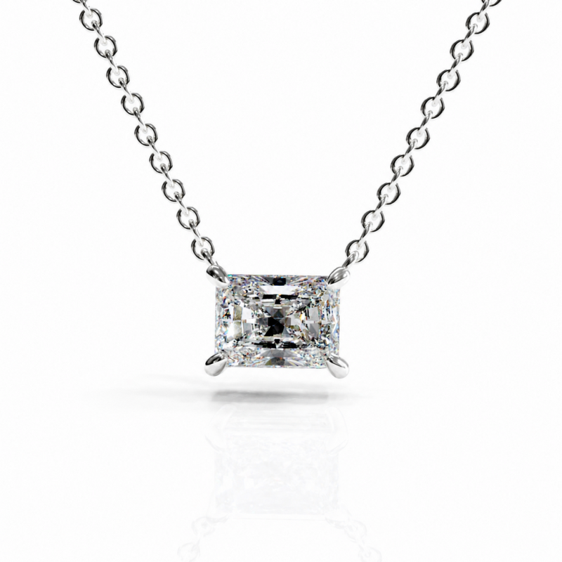Radiant Cut Moissanite Solitaire Pendant - Image 3