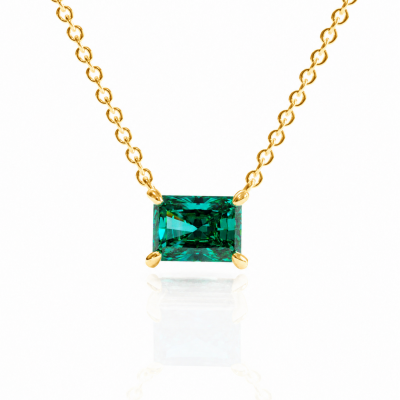Radiant Cut Lab Grown Emerald Solitaire Pendant