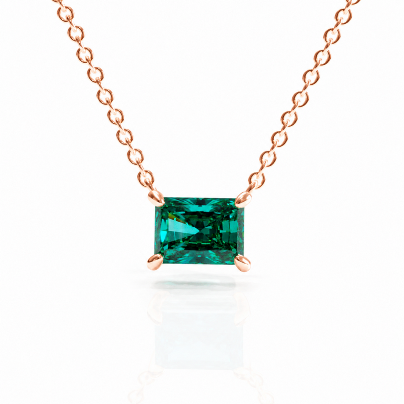 Radiant Cut Lab Grown Emerald Solitaire Pendant - Image 2