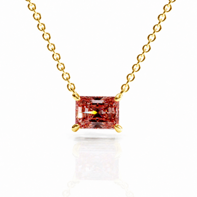Radiant Cut Lab Grown Morganite Solitaire Pendant