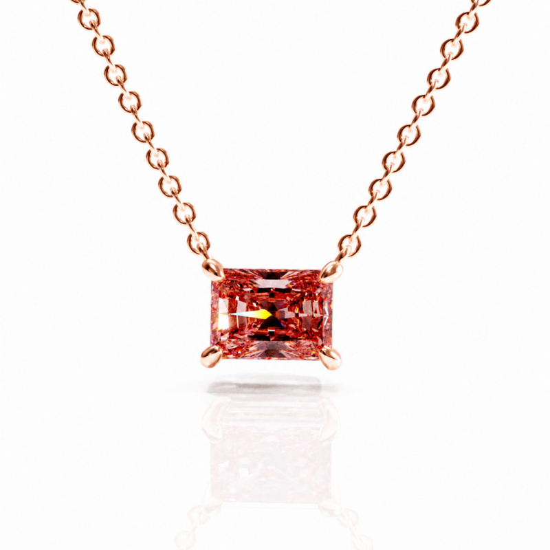 Radiant Cut Lab Grown Morganite Solitaire Pendant - Image 2