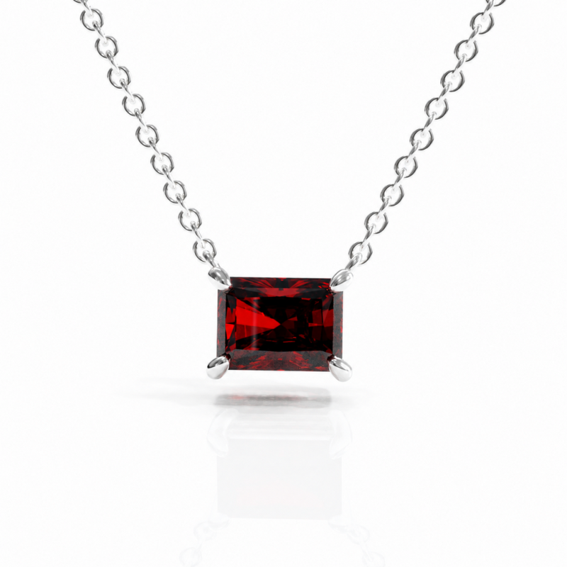 Radiant Cut Lab Grown Ruby Solitaire Pendant - Image 3