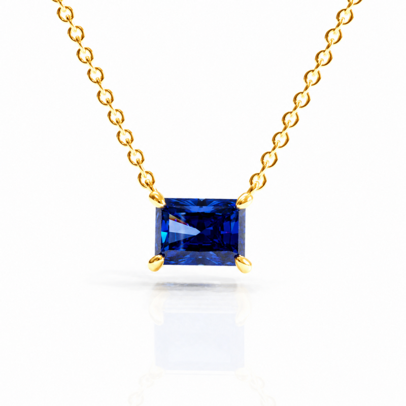 Radiant Cut Lab Grown Sapphire Solitaire Pendant - Image 1