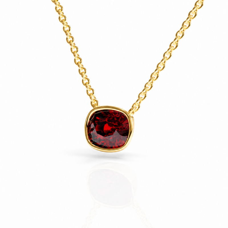 Elongated Cushion Cut Lab Grown Ruby Solitaire Pendant - Image 4