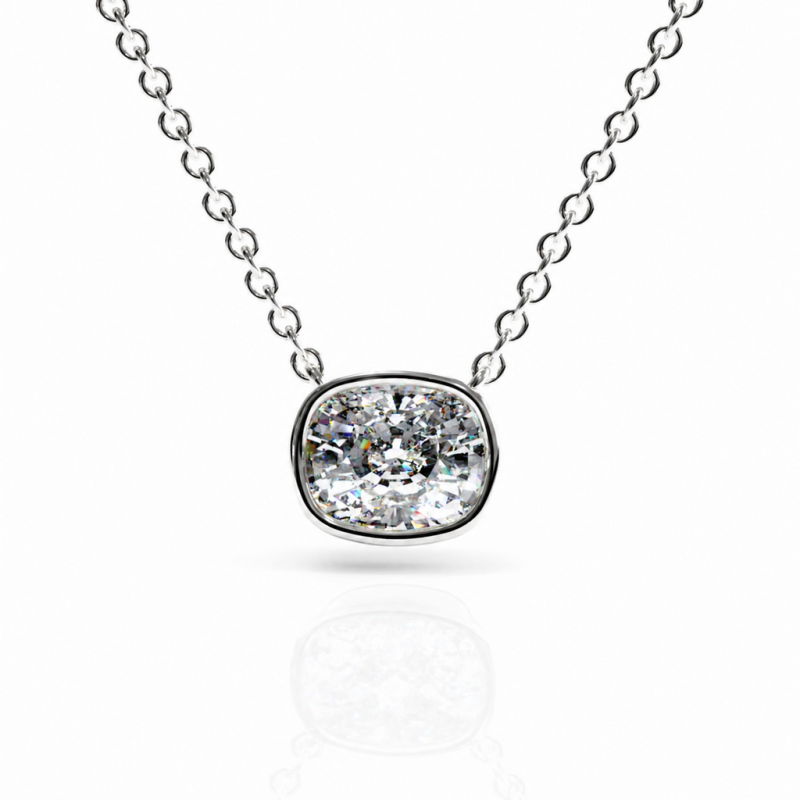 Elongated Cushion Cut Moissanite Solitaire Pendant - Image 3