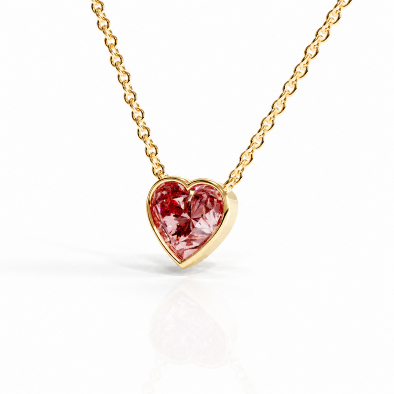 Heart Cut Lab Grown Morganite Solitaire Pendant - Image 4