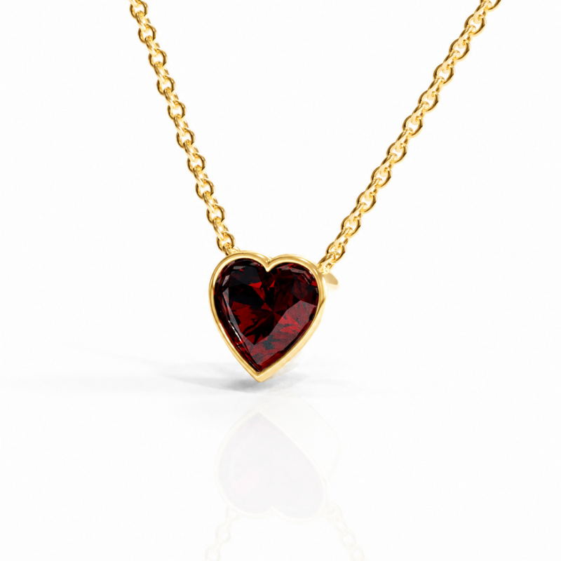 Heart Cut Lab Grown Ruby Solitaire Pendant - Image 4