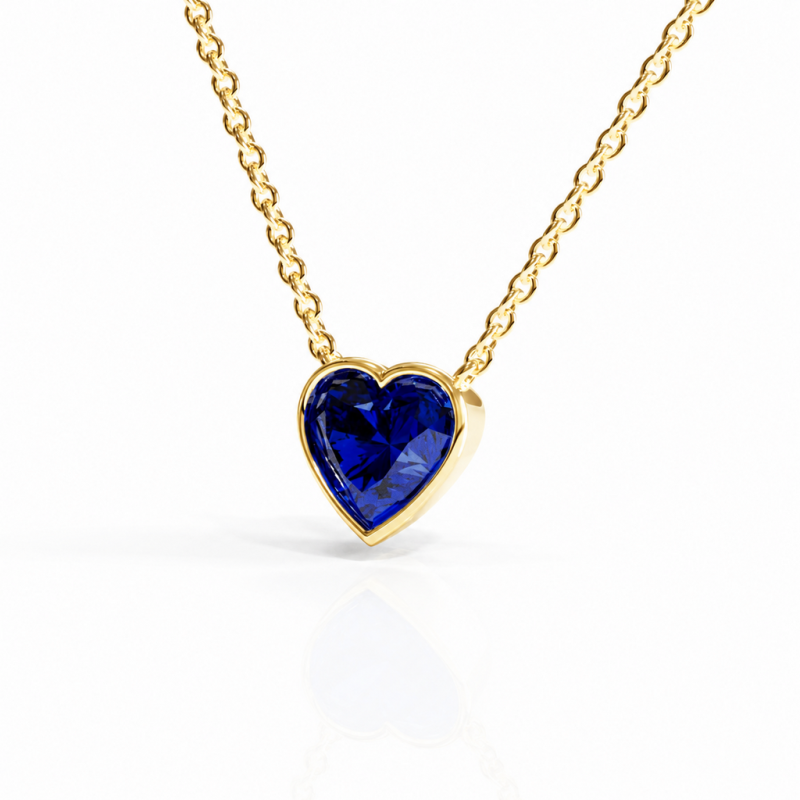 Heart Cut Lab Grown Sapphire Solitaire Pendant - Image 4