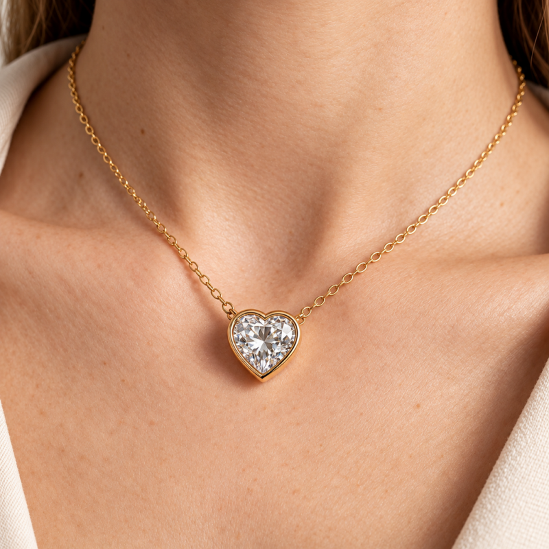 Heart Cut Moissanite Solitaire Pendant - Image 5
