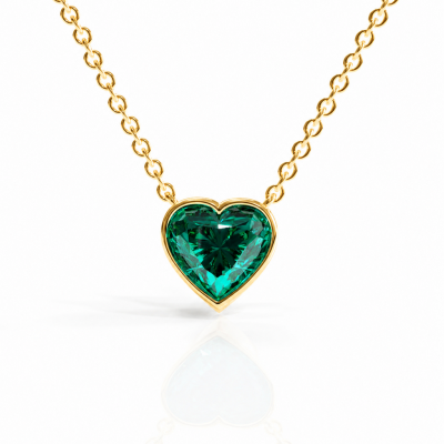 Heart Cut Lab Grown Emerald Solitaire Pendant