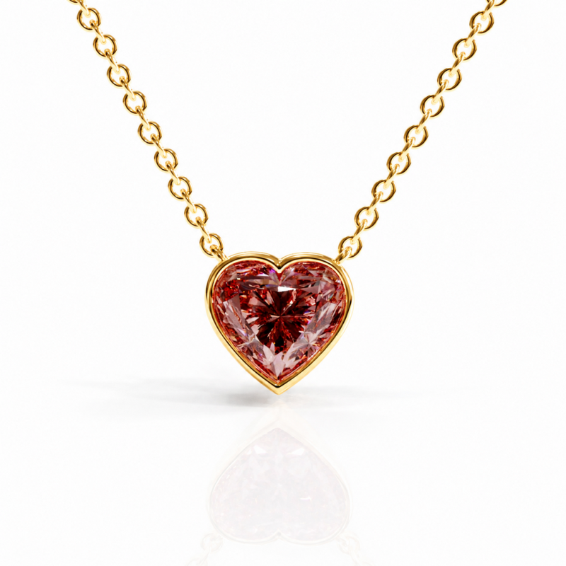 Heart Cut Lab Grown Morganite Solitaire Pendant - Image 1
