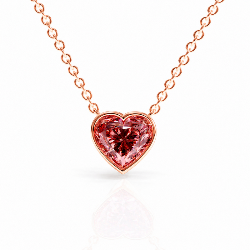 Heart Cut Lab Grown Morganite Solitaire Pendant - Image 2