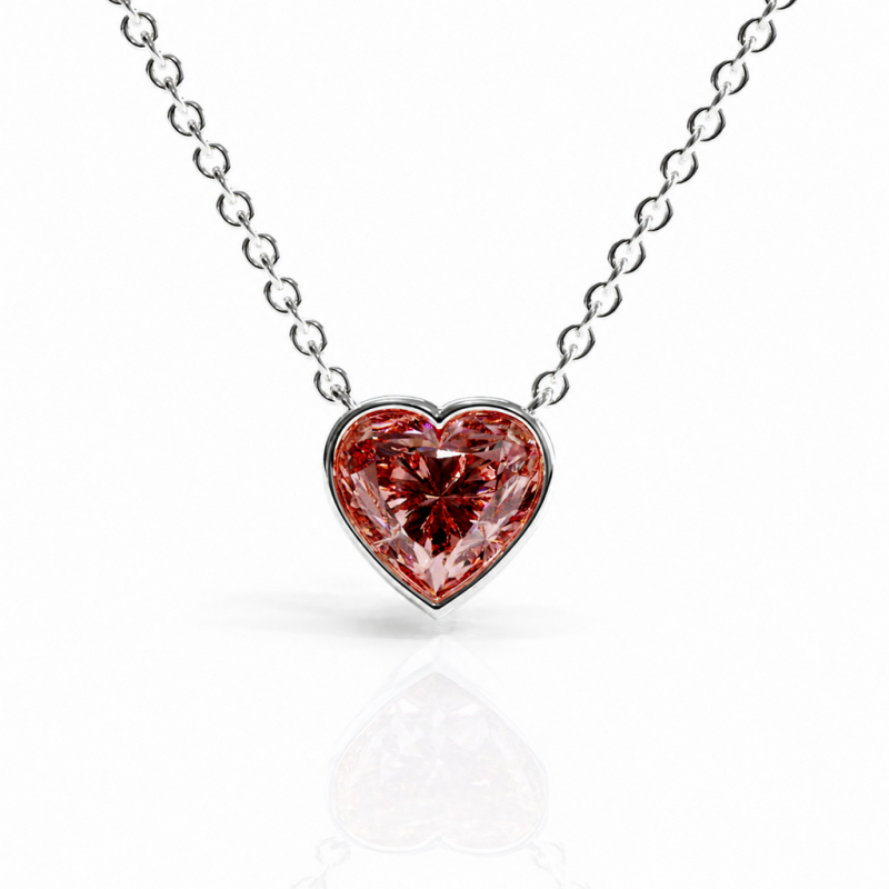 Heart Cut Lab Grown Morganite Solitaire Pendant - Image 3