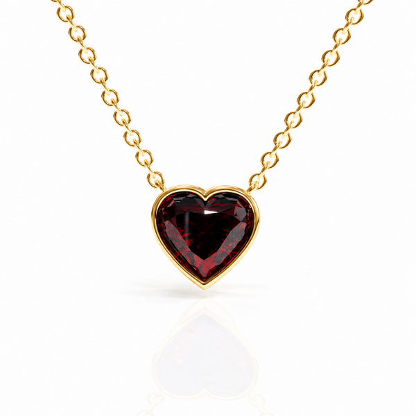 Heart Cut Lab Grown Ruby Solitaire Pendant