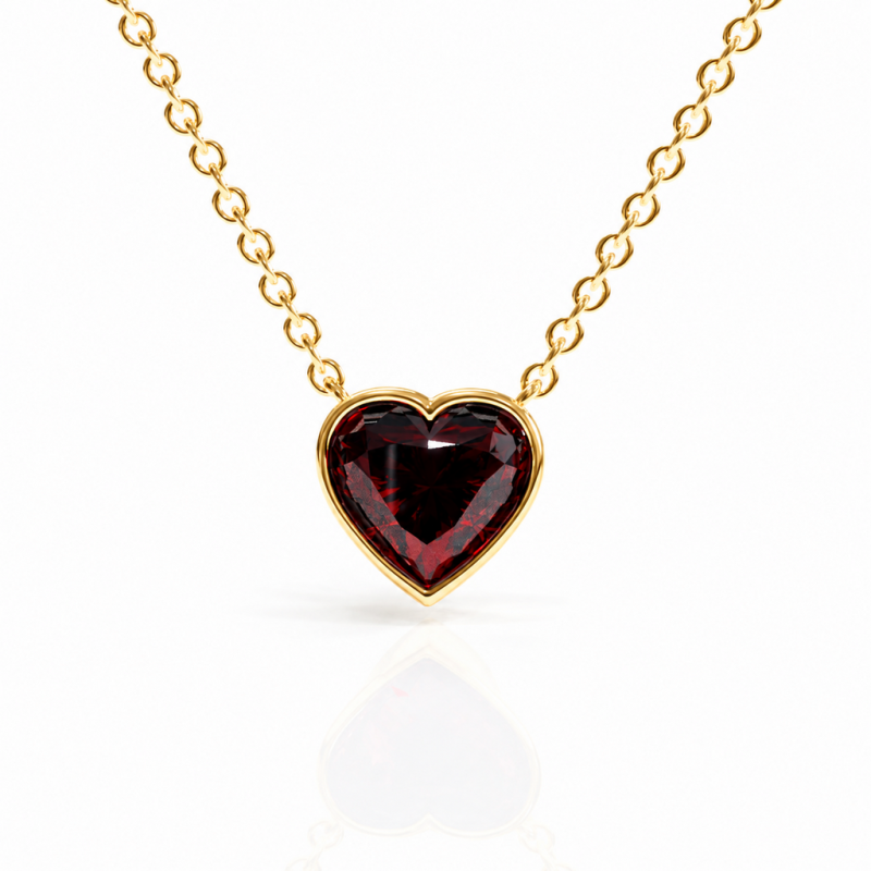 Heart Cut Lab Grown Ruby Solitaire Pendant - Image 1