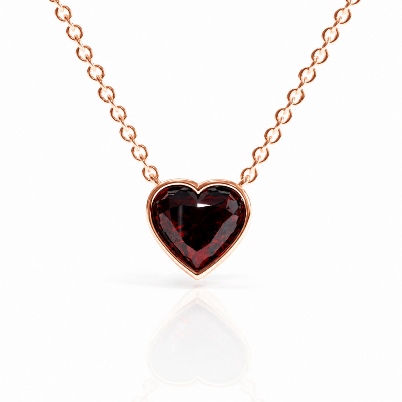 Heart Cut Lab Grown Ruby Solitaire Pendant - Image 2