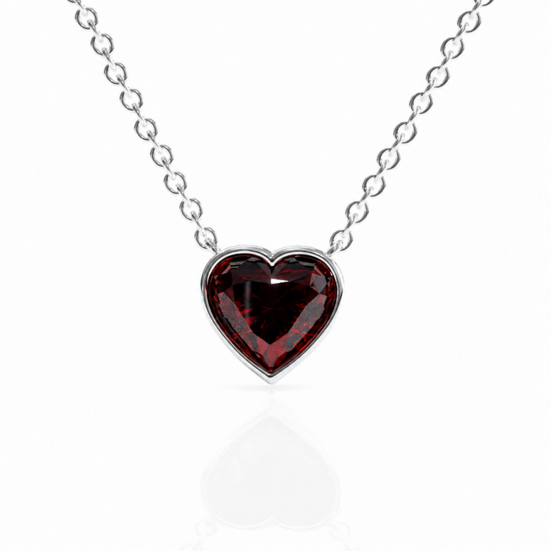Heart Cut Lab Grown Ruby Solitaire Pendant - Image 3
