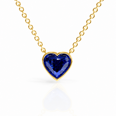Heart Cut Lab Grown Sapphire Solitaire Pendant
