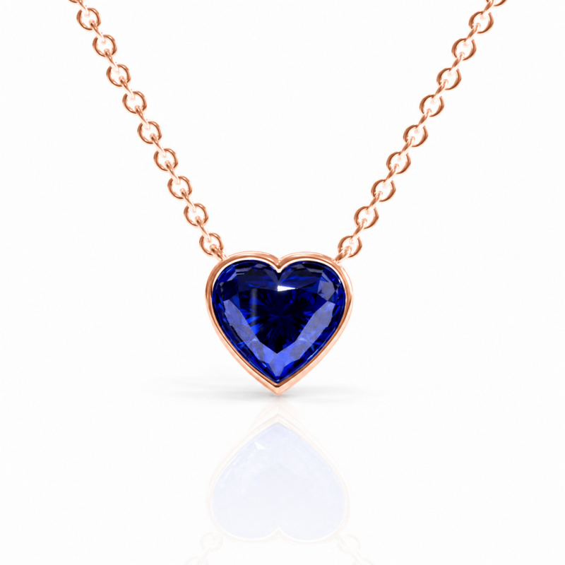 Heart Cut Lab Grown Sapphire Solitaire Pendant - Image 2