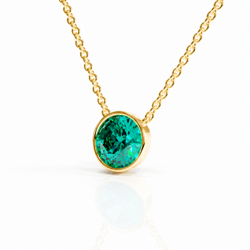 Round Cut Lab Grown Emerald Solitaire Pendant - Image 4