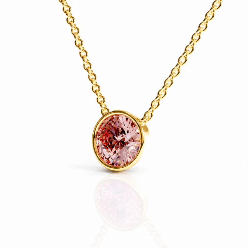 Round Cut Lab Grown Morganite Solitaire Pendant - Image 4
