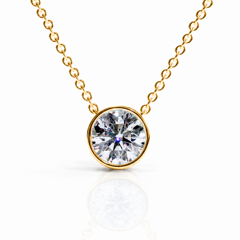 Round Cut Moissanite Solitaire Pendant - Image 1