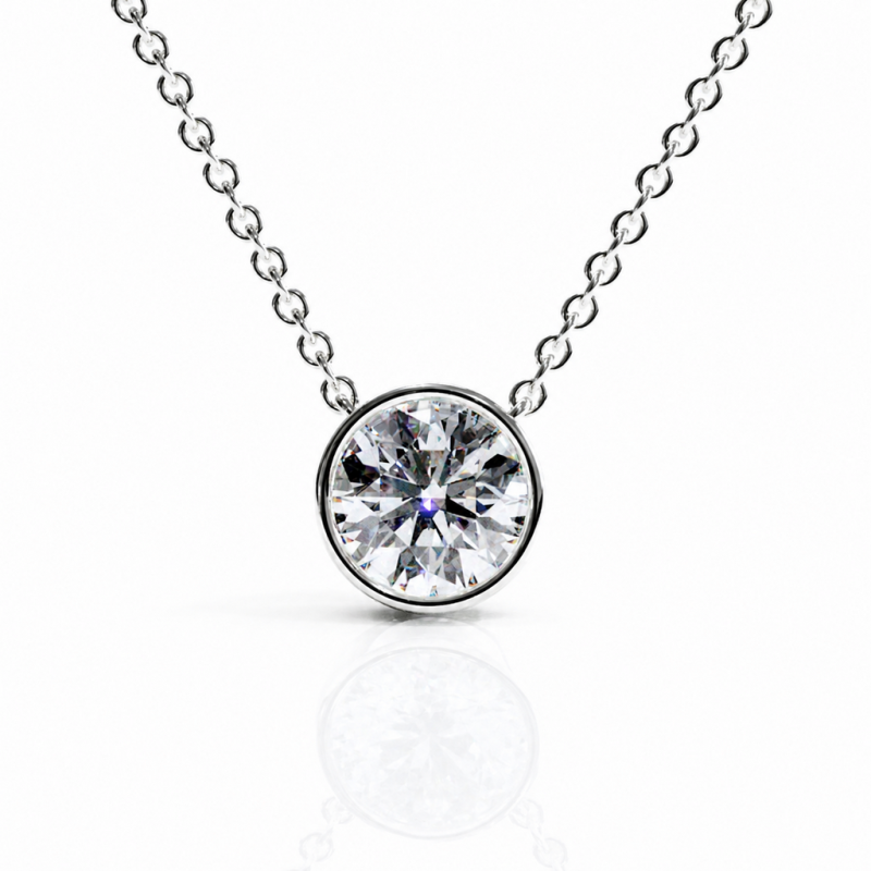 Round Cut Moissanite Solitaire Pendant - Image 3