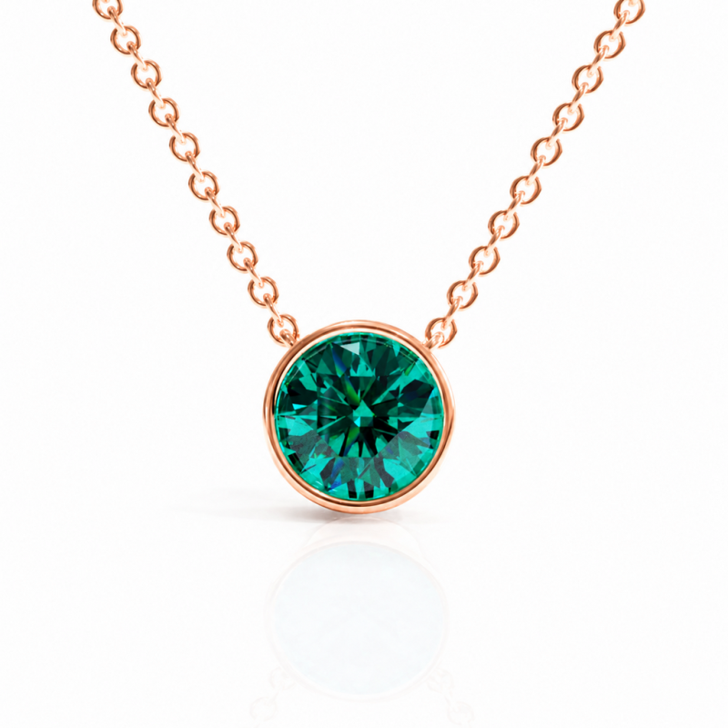 Round Cut Lab Grown Emerald Solitaire Pendant - Image 2
