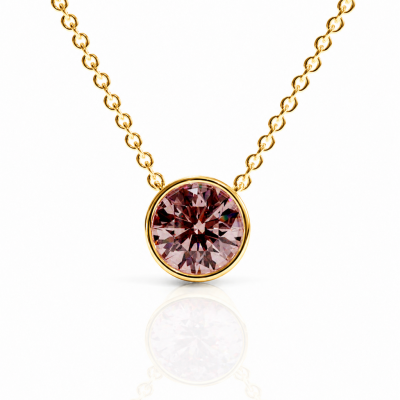 Round Cut Lab Grown Morganite Solitaire Pendant
