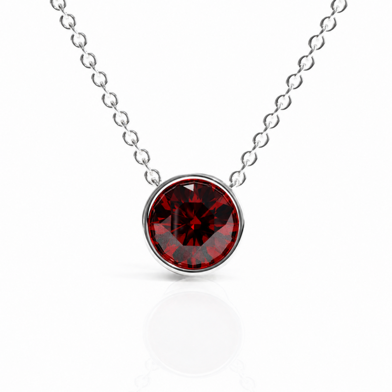 Round Cut Lab Grown Ruby Solitaire Pendant - Image 3