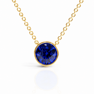 Round Cut Lab Grown Sapphire Solitaire Pendant