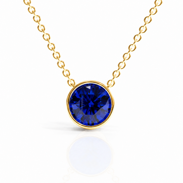 Round Cut Lab Grown Sapphire Solitaire Pendant