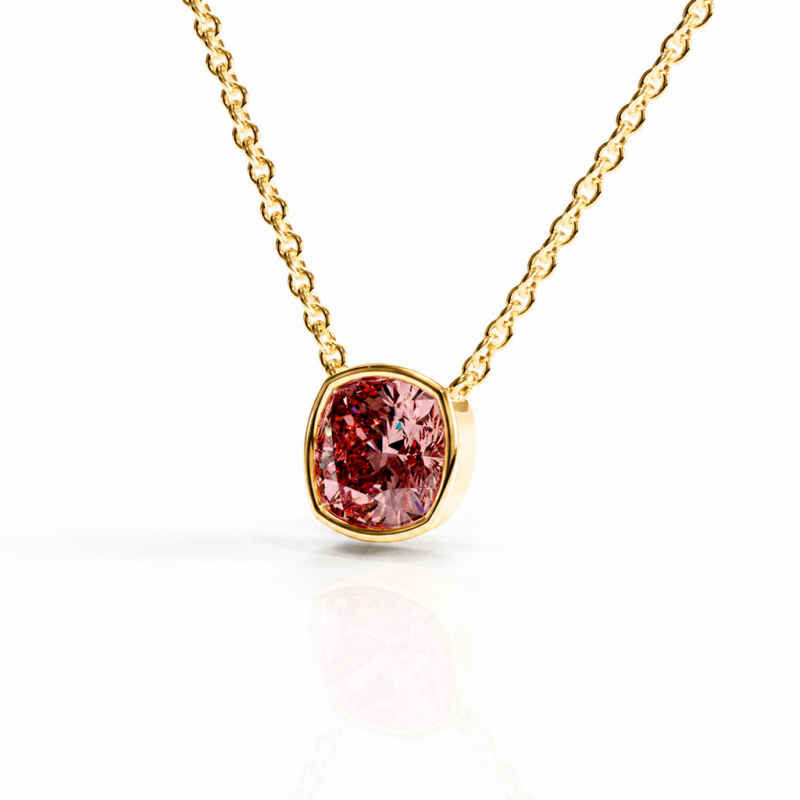Cushion Cut Lab Grown Morganite Solitaire Pendant - Image 4