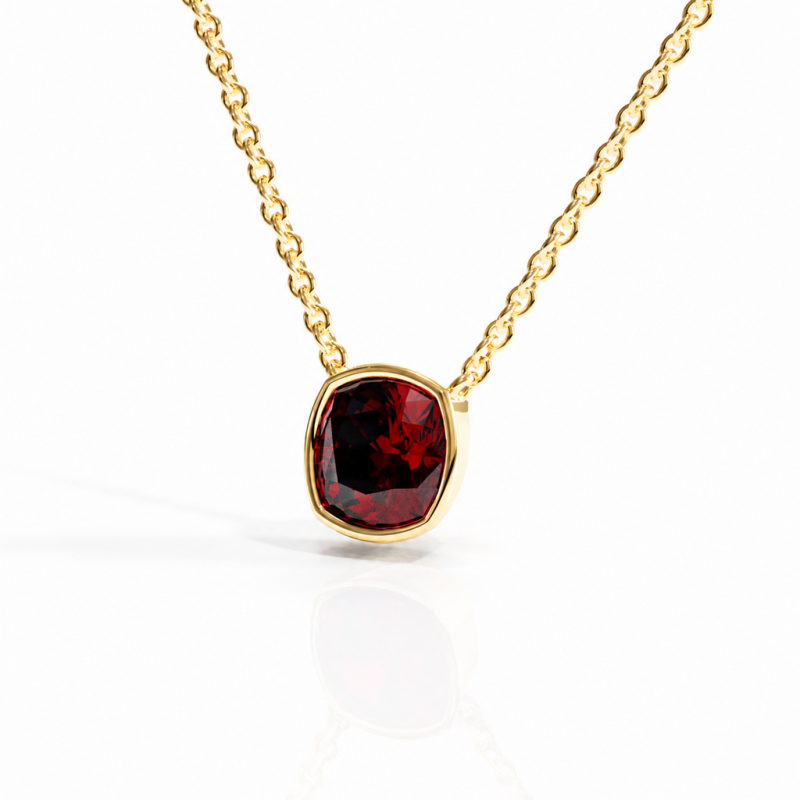 Cushion Cut Lab Grown Ruby Solitaire Pendant - Image 4