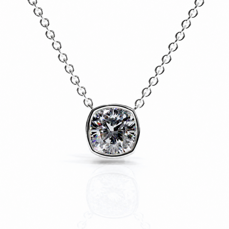 Cushion Cut Moissanite Solitaire Pendant - Image 3