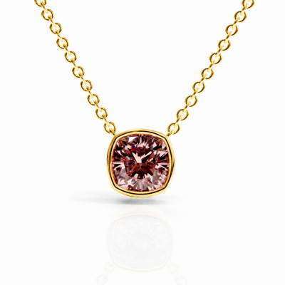 Cushion Cut Lab Grown Morganite Solitaire Pendant