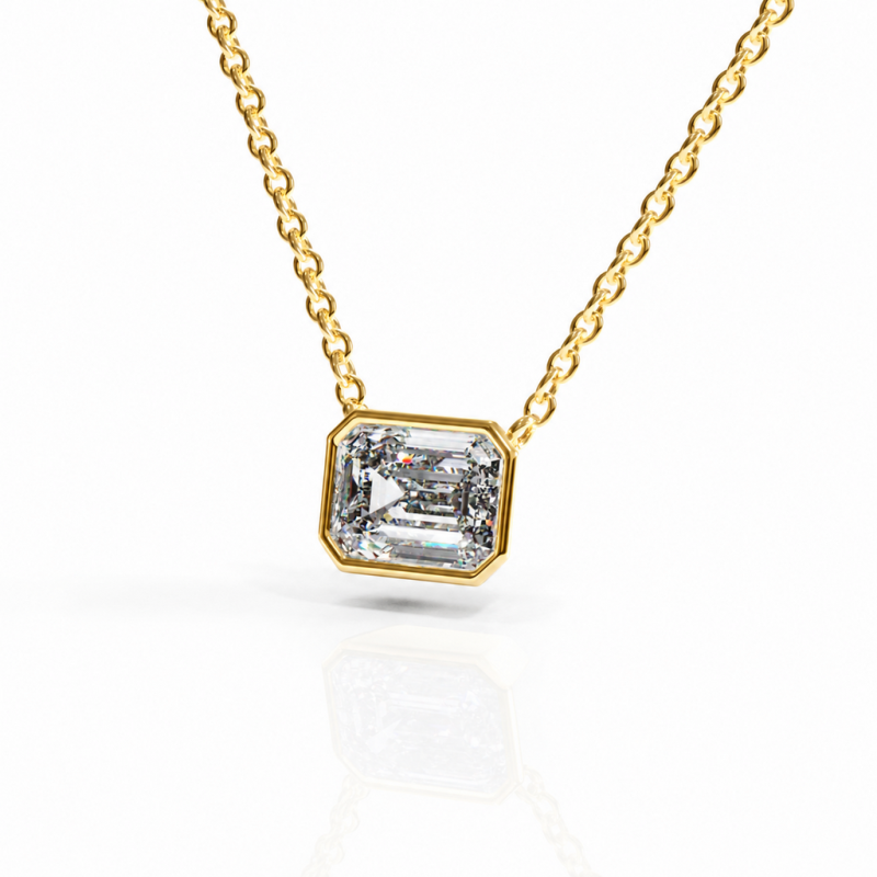 Emerald Cut Moissanite Solitaire Pendant - Image 4