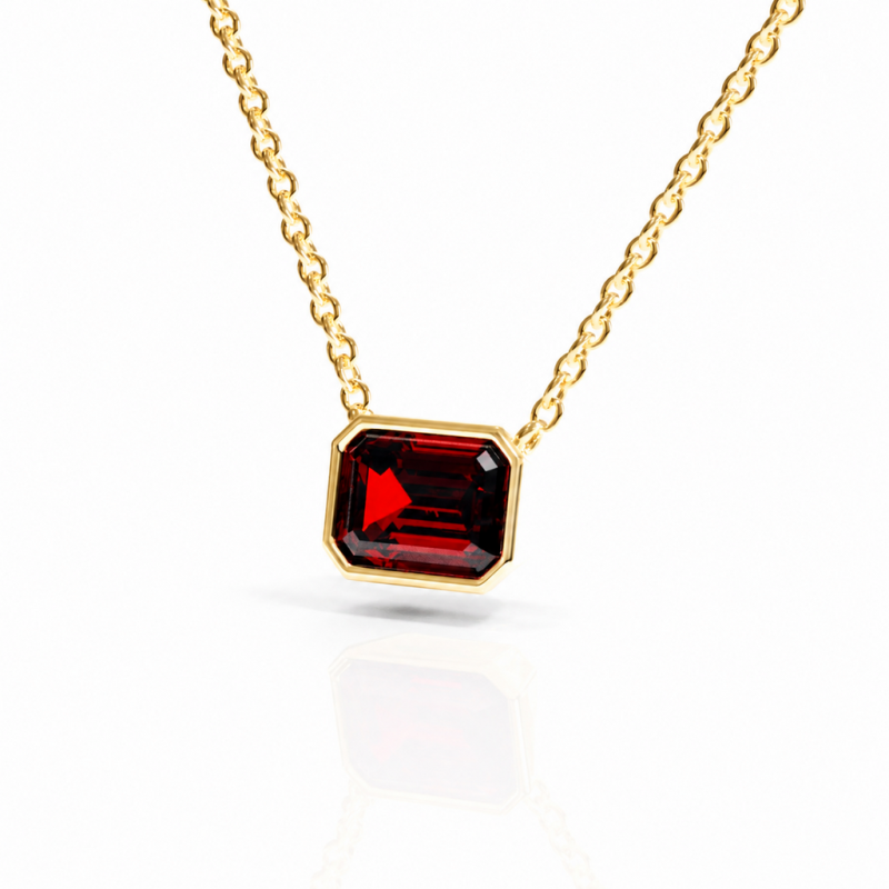 Emerald Cut Lab Grown Ruby Solitaire Pendant - Image 4